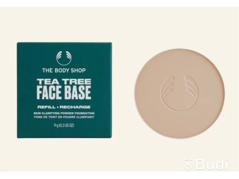Parti med Foundation puder, Face base tea tree, olika färger, The Body Shop