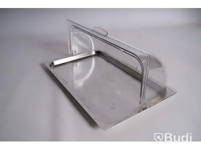 Serveringsbricka med kupa - metall och plast. Begagnad.