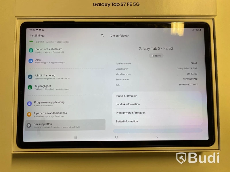 Surfplatta Samsung Galaxy Tab S7 FE 5G - 128 GB