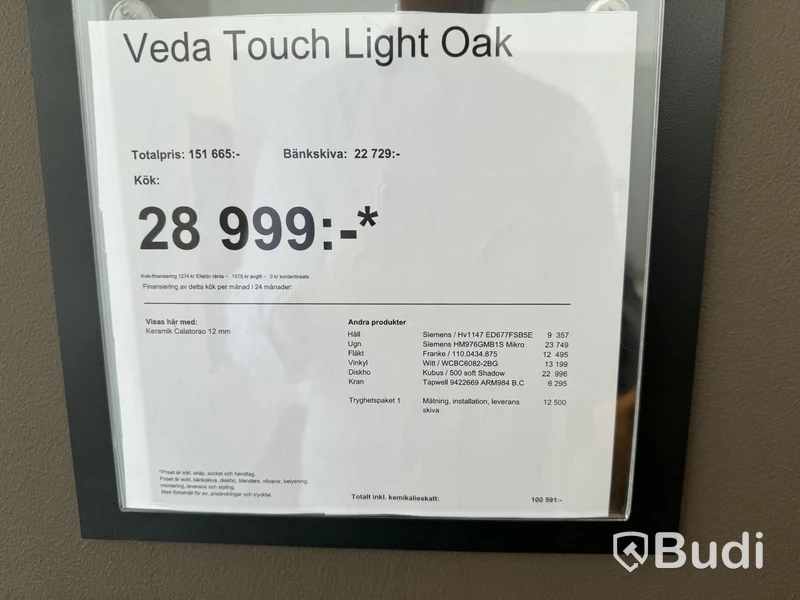 Kök, Kvik Veda Touch Light Oak ord. pris. ca 80.000 kr.