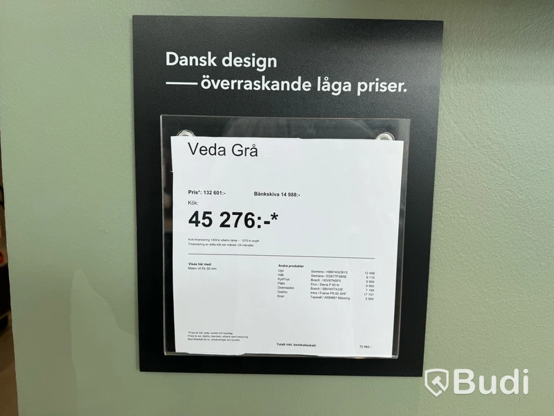 Kök, Kvik Veda Grå ord. pris. ca 83.000 kr.