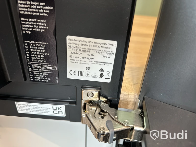 Kaffemaskin, Siemens CT918L1B0 ord. pris. ca 32.000 kr.