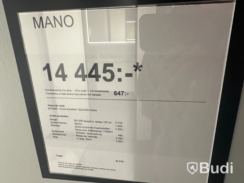 Badrumsinredning, Kvik Mano ord. pris. ca 14.000 kr.
