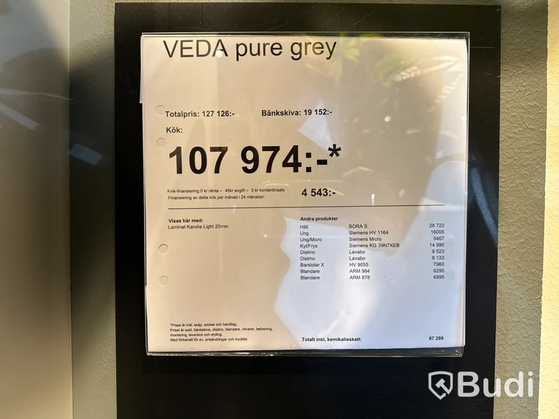 Kök, Kvik Veda Pure Grey inklusive Köksö