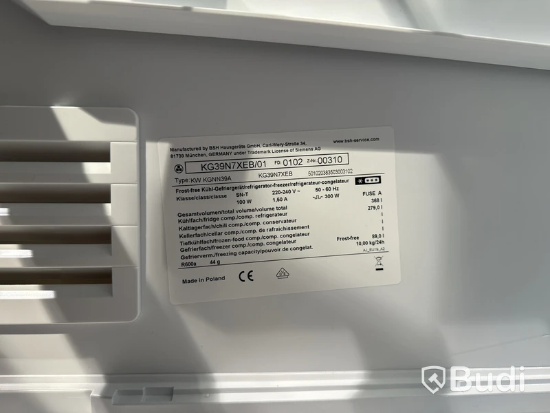 Fristående kyl & frys, Siemens KG39N7XEB ord. pris. ca 12. 999 kr.