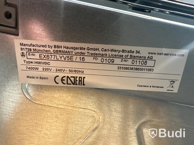 Induktionshäll, Siemens EX677LYV5E ord. pris. ca 21.395 kr.