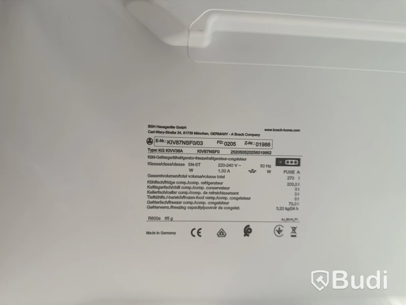 Integrerad kyl & frys, Bosch KIV87NSF0 ord. pris. ca 11.999 kr.