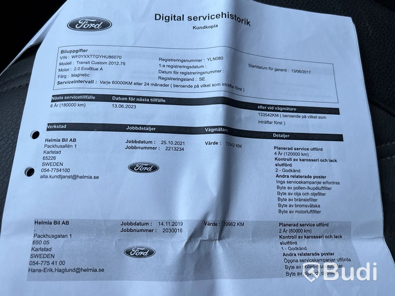 Ford Transit Custom 2.0 TDCi | Manuell | 12501 mil | 2017