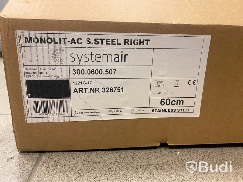 Spiskåpa SystemAir Monolit 16 - AC Rostfri (ny)