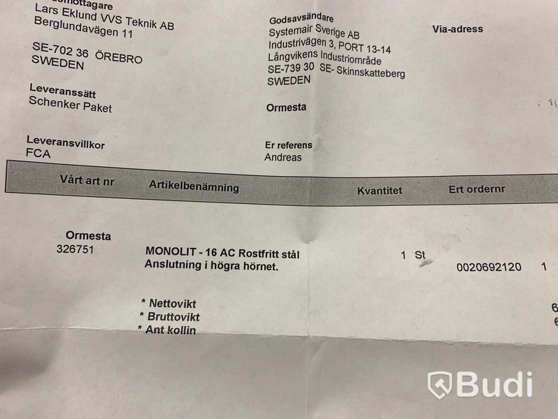 Spiskåpa SystemAir Monolit 16 - AC Rostfri (ny)