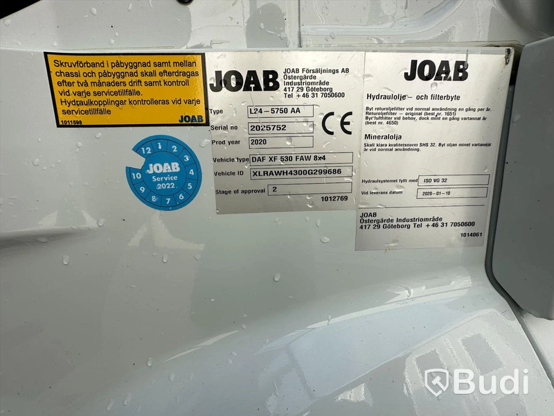 Lastväxlare DAF XF 530 FAW 8x4-2019, Exclusive-line, Joab -