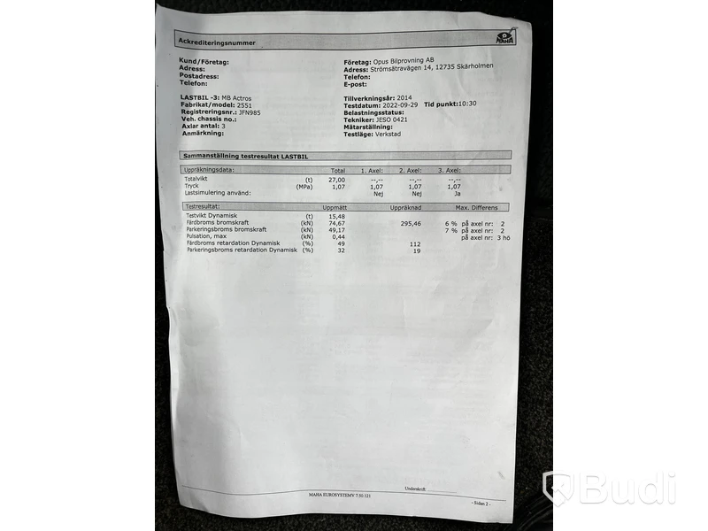 Lastbil Mercedes-Benz Actros 2551, 2014 - med Skabskåp - öppningsbar sida och baklyft