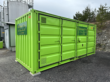 Miljöstation 20fot container med öppningsbar sida