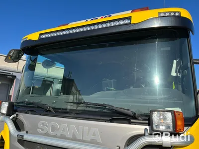 Lastbil Scania P410 Tip&kran PK22002D plogbilsförberedd
