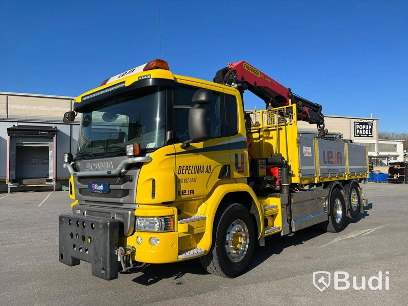 Lastbil Scania P410 Tip&kran PK22002D plogbilsförberedd