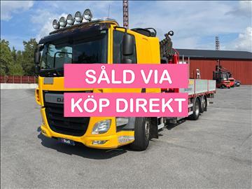 Lastbil DAF CF 440 6x2 Kran/flak Brädgårdsbil Fassi F275- SÅLD