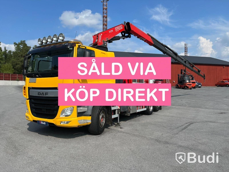 Lastbil DAF CF 440 6x2 Kran/flak Brädgårdsbil Fassi F275- SÅLD