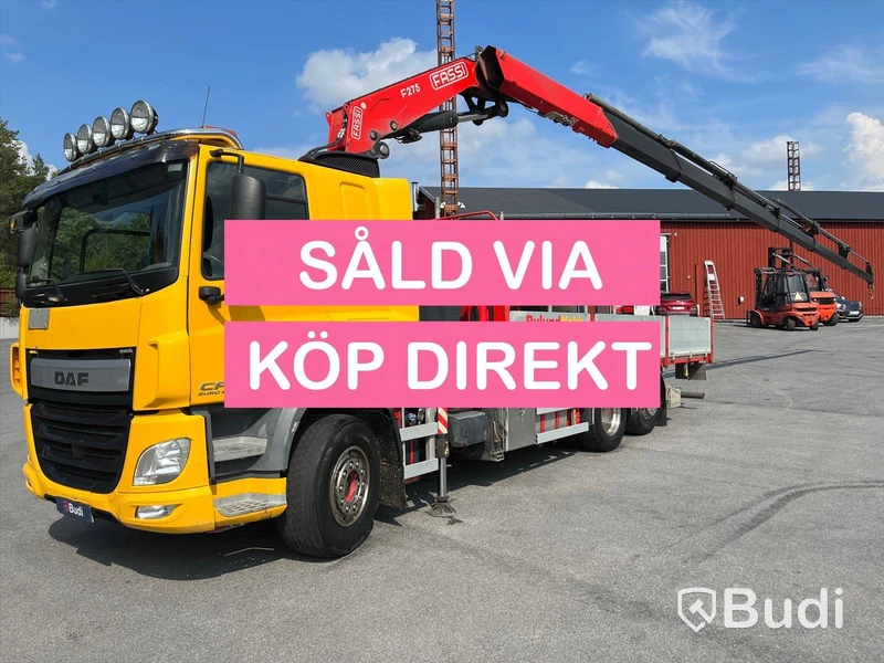 Lastbil DAF CF 440 6x2 Kran/flak Brädgårdsbil Fassi F275- SÅLD