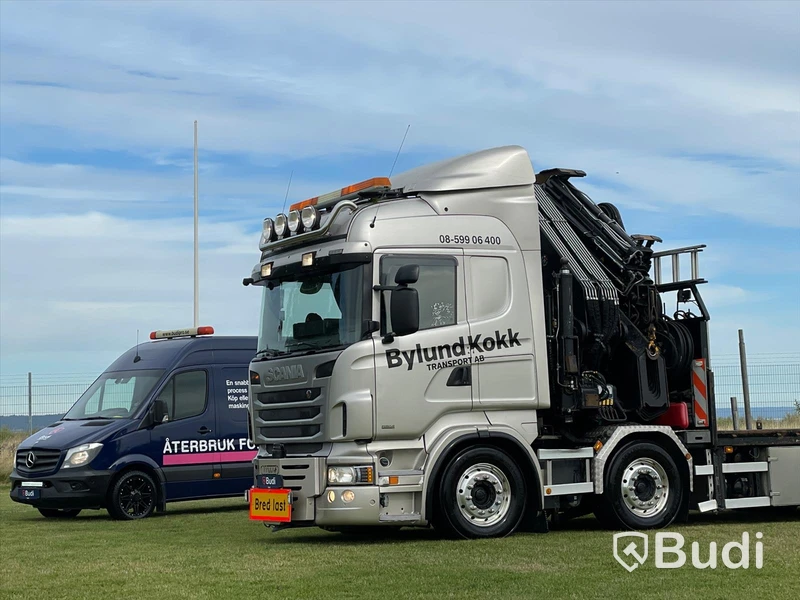 Lastbil Scania R480 8x2-6 Kranflak | Bodbil Hiab 85t kran med jibb | Euro6