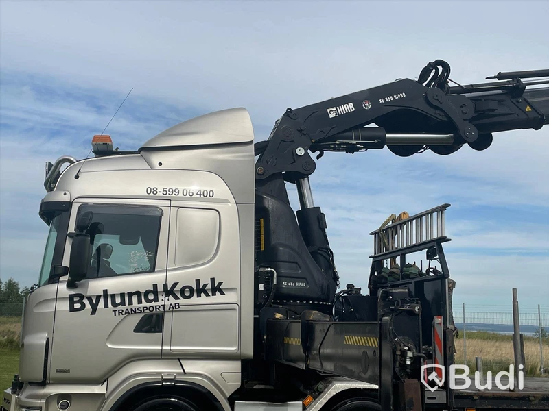 Lastbil Scania R480 8x2-6 Kranflak | Bodbil Hiab 85t kran med jibb | Euro6