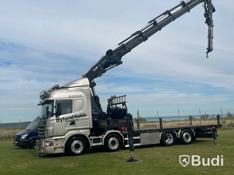 Lastbil Scania R480 8x2-6 Kranflak | Bodbil Hiab 85t kran med jibb | Euro6