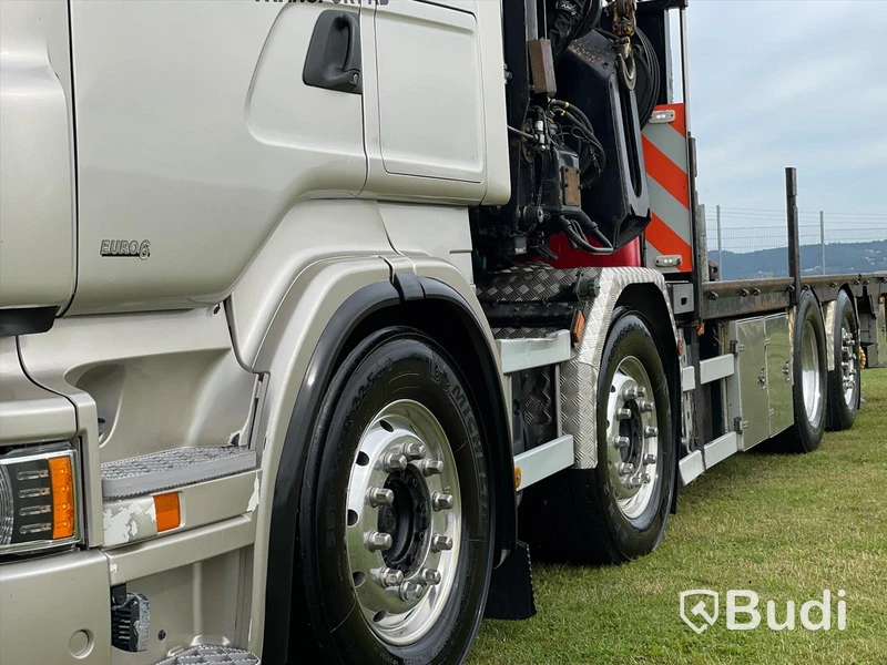 Lastbil Scania R480 8x2-6 Kranflak | Bodbil Hiab 85t kran med jibb | Euro6