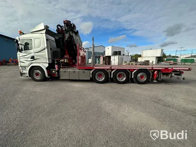 Bodbil Scania G450 LB 8X4-4HNA | Kranflak | Bodbil | Fassi F545 med jibb