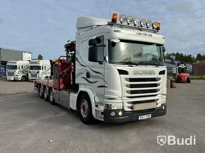 Bodbil Scania G450 LB 8X4-4HNA | Kranflak | Bodbil | Fassi F545 med jibb