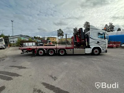 Bodbil Scania G450 LB 8X4-4HNA | Kranflak | Bodbil | Fassi F545 med jibb