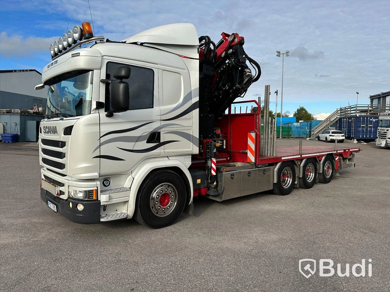 Bodbil Scania G450 LB 8X4-4HNA | Kranflak | Bodbil | Fassi F545 med jibb