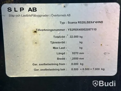 Lastbil SCANIA R520 8X4 SLP kassettekipage