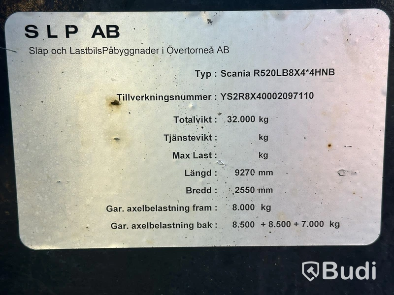 Lastbil SCANIA R520 8X4 SLP kassettekipage