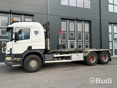 Lastväxlare Scania P124 420 6x2 JOAB växlare med analog färdskrivare | VBG-drag | Nybes