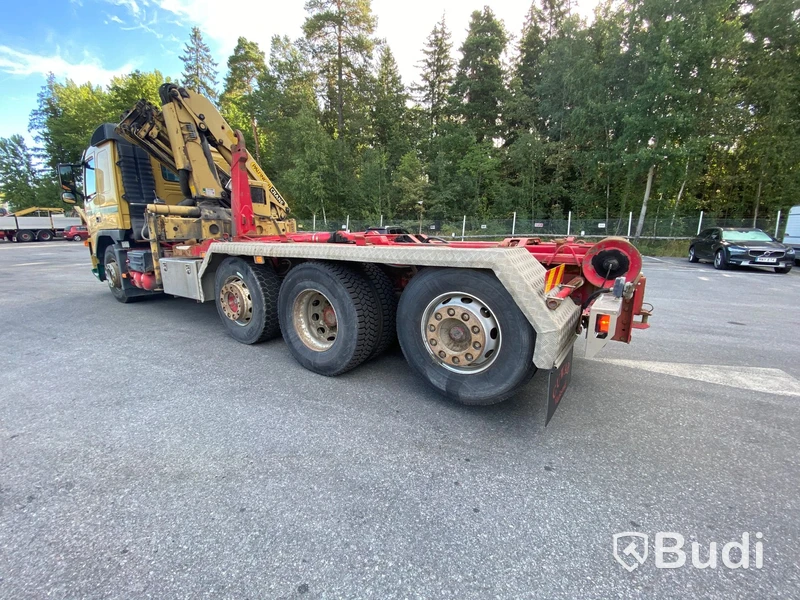 Lastbil Volvo FM380 8x2 kran och lastväxlare Palfinger