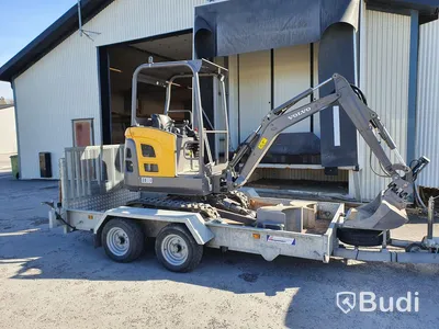 Minigrävare Volvo EC18D -2018, 90h med skopor samt Indespension LTD släp