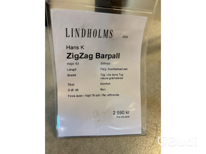 Barpall Hans K ZigZag. Ord. pris inkl. moms: ca 2590 kr