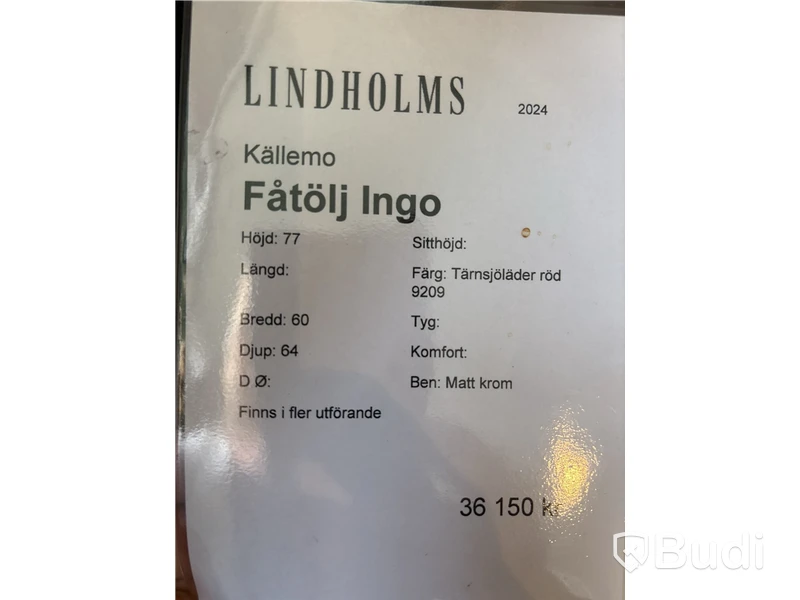 Fåtölj Källemo Ingo.  Ord. pris inkl. moms: ca  36 150 kr