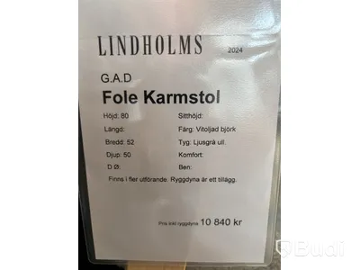 6 st. karmstolar G.A.D Fole. Ord. pris inkl. moms: ca 10 840 kr