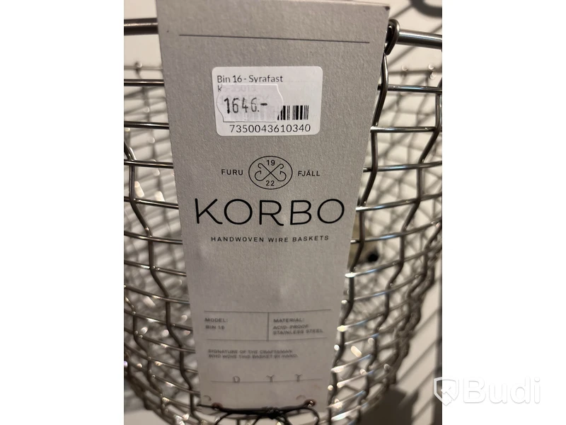 2 st. trådkorg Korbo Bin 16 handvävd. Totalt ord. pris inkl. moms: ca 3292 kr