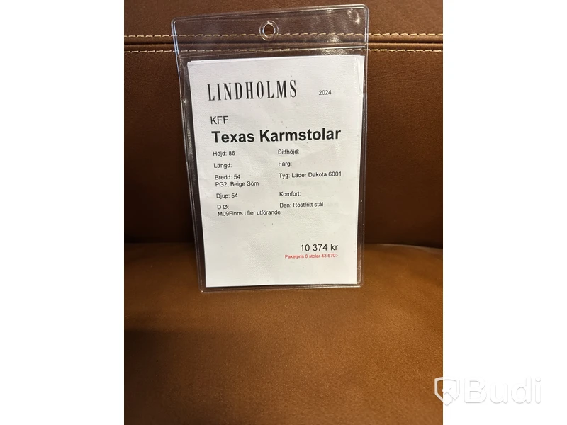 6 st. Karmstolar KFF Texas. Totalt ord. pris inkl. moms: ca 43 570 kr