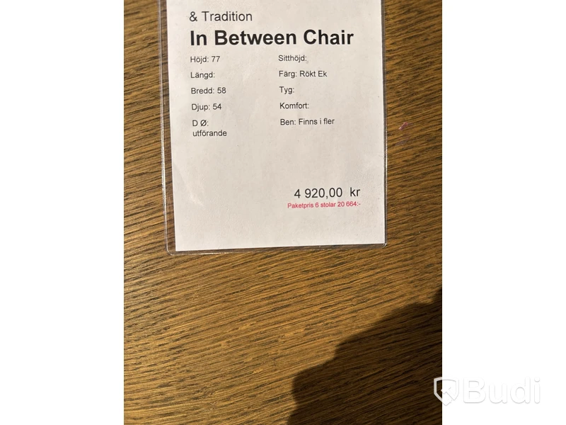 6 st. Stolar &tradition In Between Chair. Totalt ord. pris inkl. moms: ca 20 664 kr