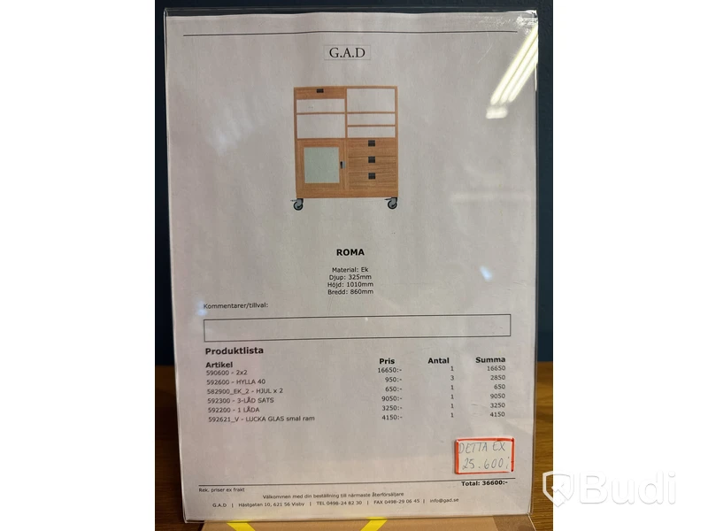 Skåp G.A.D Roma. Ord. pris inkl. moms: ca 25 600 kr