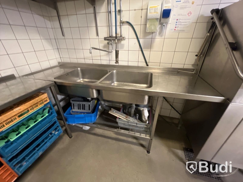 Rostfri inmatningsbänk ca mått: 210x65x90 cm