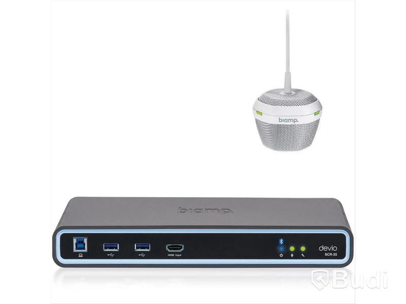 Konferenssystem inkl hub samt takmikrofon - Biamp Devio SCR-25C Conference Room System with SCR-25 Bluetooth Hub och DCM-1 Ceiling Microphone. Nypris ca 55,000 kr. Ny.