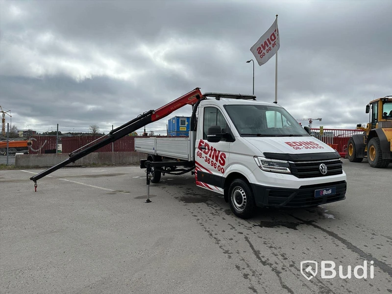 Lättlastbil Volkswagen Crafter 2.0 TDi | Palfingerkran, med långt flak | 9523mil