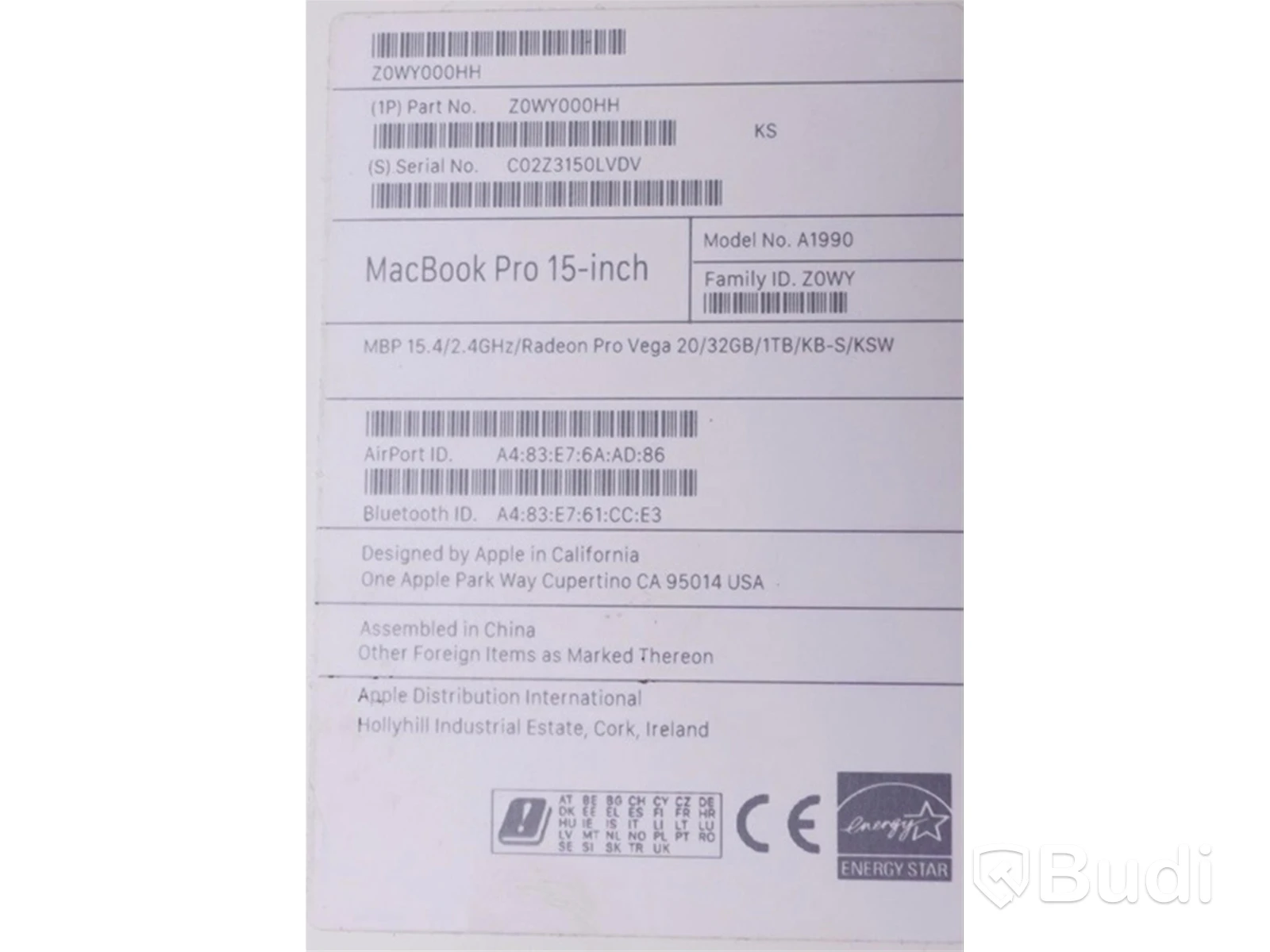 MacBook Pro 15 tum Retina 2019
