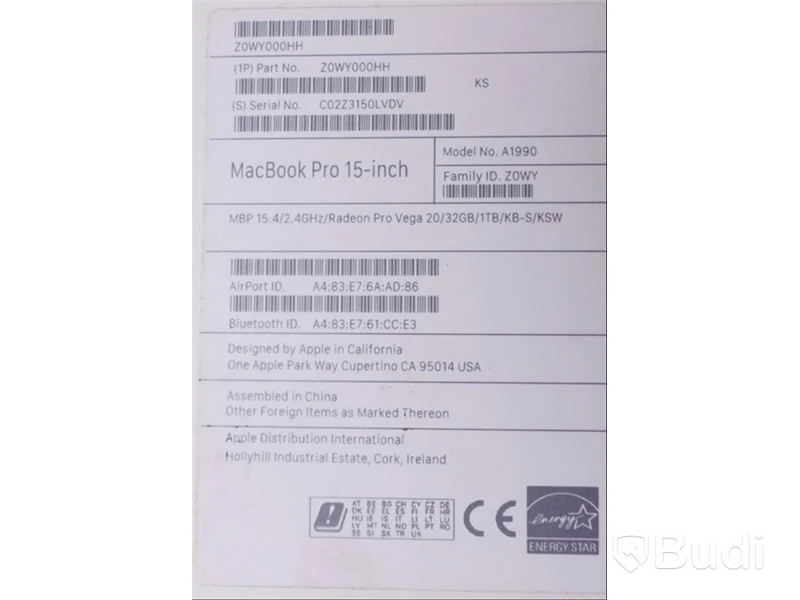 MacBook Pro 15 tum Retina 2019