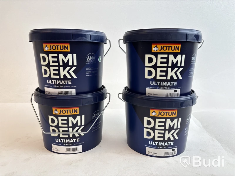 4 st. 2,7-litershinkar Jotun DemiDekk Ultimate täckfärg för trä, olika brytbas