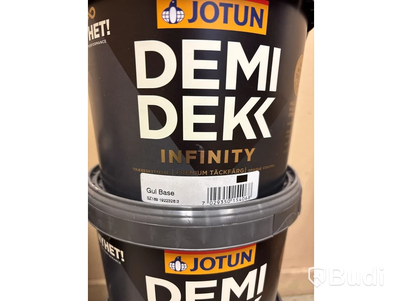 9 st. 2,7-litershinkar Jotun Demidekk, Infinity premium täckfärg för trä, olika brytbaser