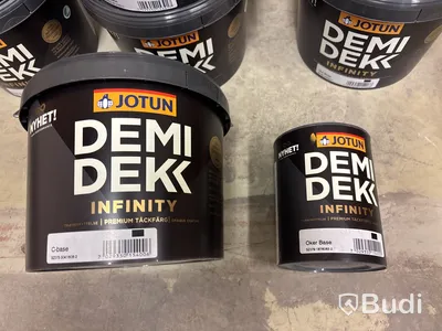 9 st. 2,7-litershinkar Jotun Demidekk, Infinity premium täckfärg för trä, olika brytbaser